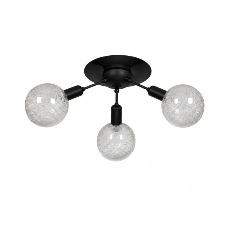 NG Lighting Πλαφονιέρα Οροφής Χειροποίητη Μεταλλική Μαύ